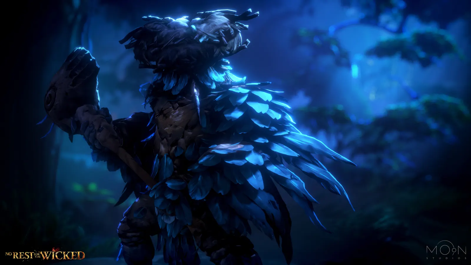 Official screenshot showing an armored enemy in blue light