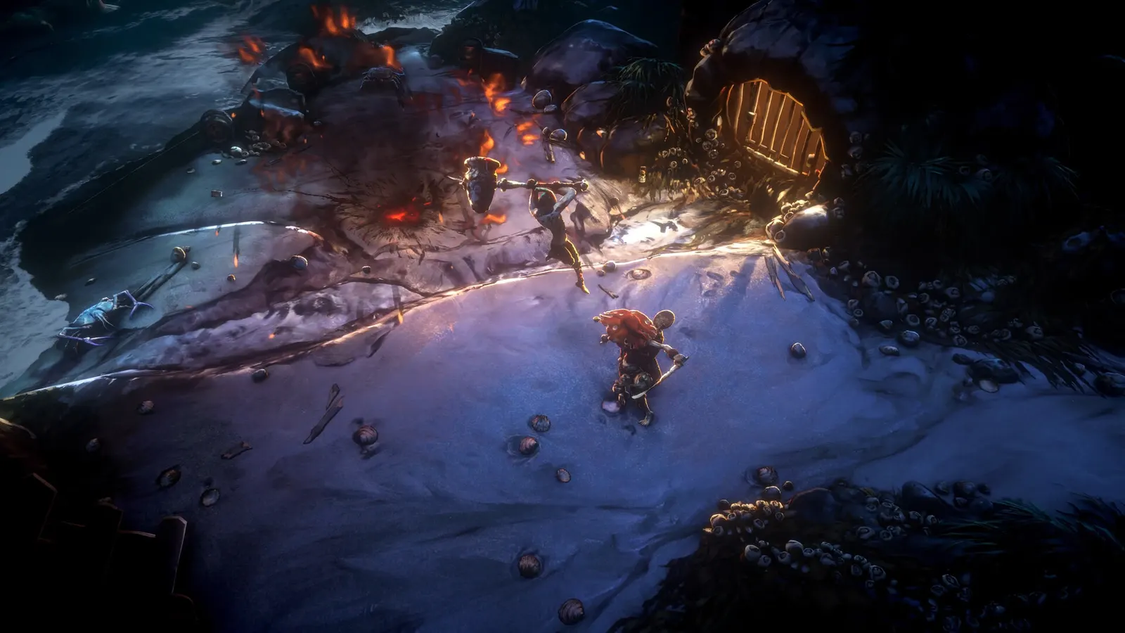 Official screenshot showing a party in a snowy encounter